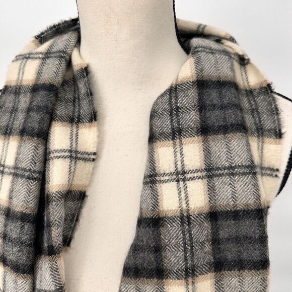 100% Baby Alpaca  Gray, Beige, Black Scarf, Plaid Alpaca 111, Made In Peru‎ - Picture 7 of 9